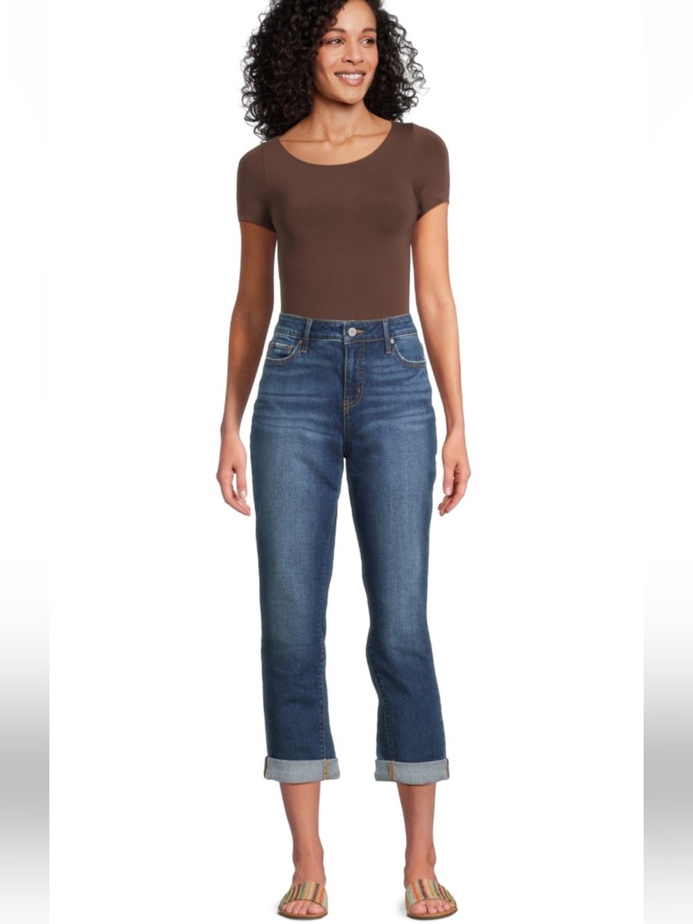 NWT Time and Tru Women’s Mid Rise Cropped Boyfriend Rolled Cuff Jean Size 16